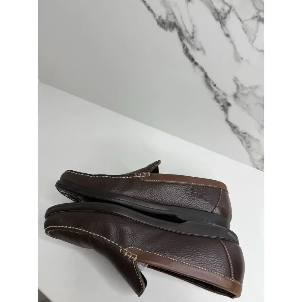 A Testoni Mens Loafer Shoes Size 7.5 Grained brown Leather Slip On T-Way